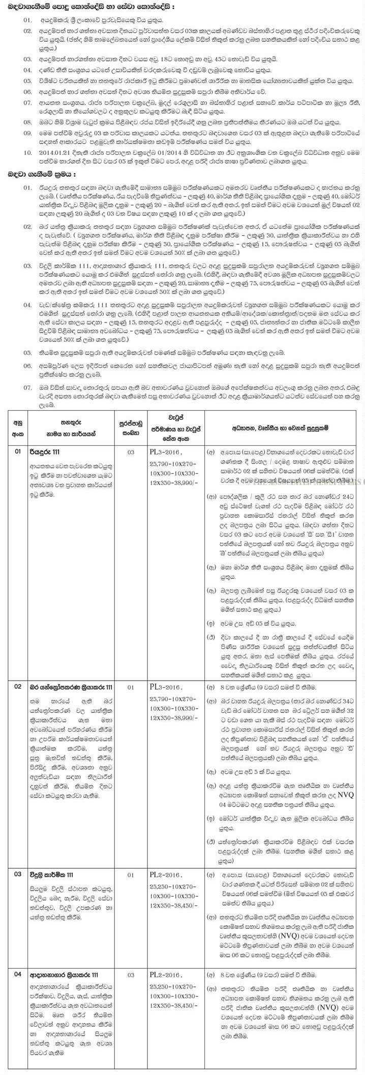 Driver, Heavy Machinery Operator, Electrician, Crematorium, Works/Field Labourer - Homagama Pradeshiya Sabha